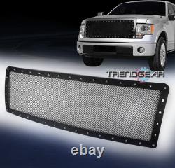09-12 Ford F-150 F150 Truck Front Upper Rivet Stainless Steel Mesh Grille Black