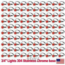 100X 3/4 Side Marker Light 3 SMD Red LED Truck Trailer RV Stainless Steel US