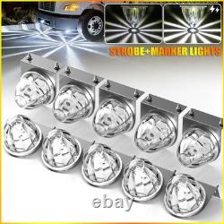 10x White Truck LED Watermelon Lights Side Marker with Stainless Steel Brackets