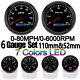110mm Gps Speedometer 0-80mph Tacho 6000rpm Waterproof For Car Marine Boat Truck