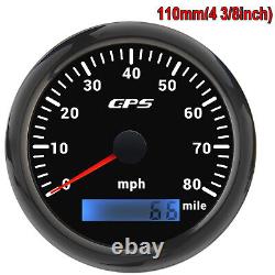 110mm GPS Speedometer 0-80MPH Tacho 6000RPM Waterproof For Car Marine Boat Truck