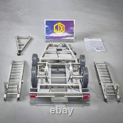 114 2Axles Trailer For E20 RC Excavator Support Legs Stainless Steel Tailboard