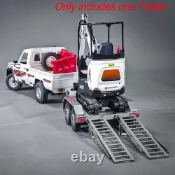 114 2Axles Trailer For E20 RC Excavator Support Legs Stainless Steel Tailboard