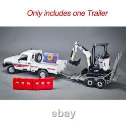114 2Axles Trailer For E20 RC Excavator Support Legs Stainless Steel Tailboard