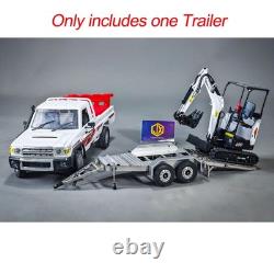 114 2Axles Trailer For E20 RC Excavator Support Legs Stainless Steel Tailboard