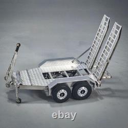 114 2Axles Trailer For E20 RC Excavator Support Legs Stainless Steel Tailboard