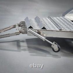 114 2Axles Trailer For E20 RC Excavator Support Legs Stainless Steel Tailboard