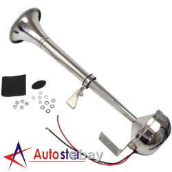 12V 390mm Stainless Steel Single Trumpet Horn For Truck Train Car Marine Boat