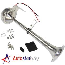 12V 390mm Stainless Steel Single Trumpet Horn For Truck Train Car Marine Boat