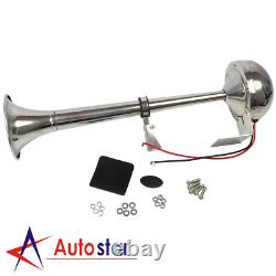 12V 390mm Stainless Steel Single Trumpet Horn For Truck Train Car Marine Boat