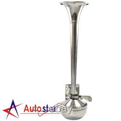 12V 390mm Stainless Steel Single Trumpet Horn For Truck Train Car Marine Boat