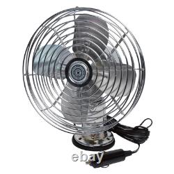 12-Volt Metal Fan Heavy-Duty Truck Car Camper Boat 2-Speed Mountable Chrome New