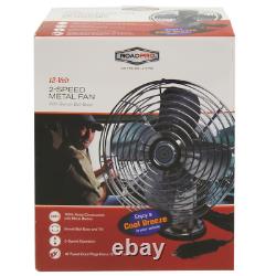 12-Volt Metal Fan Heavy-Duty Truck Car Camper Boat 2-Speed Mountable Chrome New