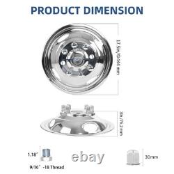 16 Inch 8 Lug Stainless Steel Wheel Covers Truck RV Hubcaps Front Wheel
