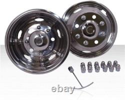 17 Polished Wheel Simulators 8 Lugs for 2011-2021 Chevy Silverado 3500 HD Truck