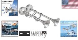 180dB Stainless Steel Marine & Truck Safety Horn 12V Double Trumpet Design