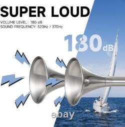 180dB Stainless Steel Marine & Truck Safety Horn 12V Double Trumpet Design