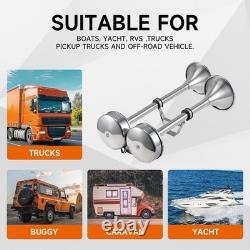 180dB Stainless Steel Marine & Truck Safety Horn 12V Double Trumpet Design