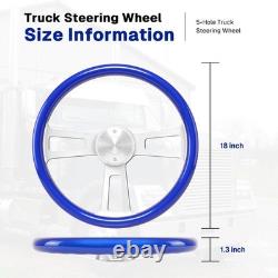 18'' Blue ABS Truck Steering Wheel 5-Hole 3-Spoke Stainless Steel with Horn C