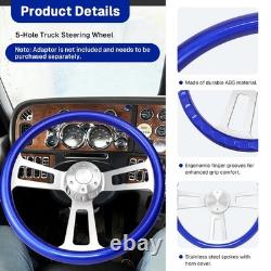 18'' Blue ABS Truck Steering Wheel 5-Hole 3-Spoke Stainless Steel with Horn C