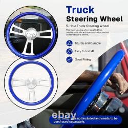 18'' Blue ABS Truck Steering Wheel 5-Hole 3-Spoke Stainless Steel with Horn C