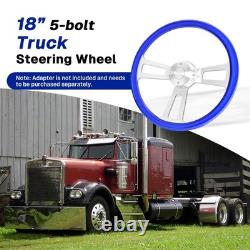 18'' Blue ABS Truck Steering Wheel 5-Hole 3-Spoke Stainless Steel with Horn C