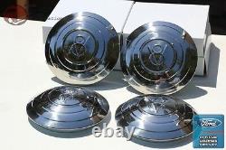 1932 Ford Passenger Car Pickup Truck Stainless Steel Hub Cap Set V8 Script New