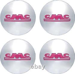 1947-53 GMC Pickup Truck Wheel Hub Cap Set with Red GMC logo Stainless Steel
