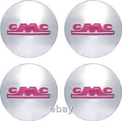 1947-53 GMC Pickup Truck Wheel Hub Cap Set with Red GMC logo Stainless Steel
