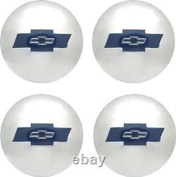 1954-55 Chevrolet Truck Wheel Hub Cap Set with Blue Bow Tie Stainless Steel