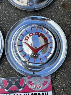 1954 Dodge V 8 Truck Full Red Meadowbrook Coronet 15 Hubcaps Set 4 Oem part
