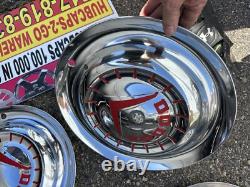 1954 Dodge V 8 Truck Full Red Meadowbrook Coronet 15 Hubcaps Set 4 Oem part