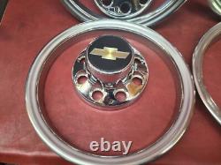 1988-2002 Chevy 2500 3500 Pickup Hubcap Center Caps Truck Van 16 Trim Rings SET