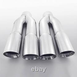 22 inch Quad 4 Out 4 Inlet Exhaust Tips Dual Wall Stainless Steel Truck Diesel