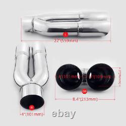 22 inch Quad 4 Out 4 Inlet Exhaust Tips Dual Wall Stainless Steel Truck Diesel