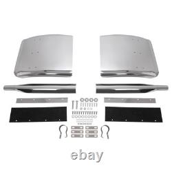 24 x 24 Stainless Steel Quarter Fender For Semi Truck with Tubes and Brackets