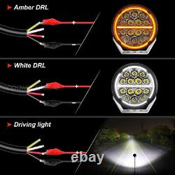 2PCS 7'' Halo DRL LED Work Spot Light Round Driving Fog Headlight Off Road Truck