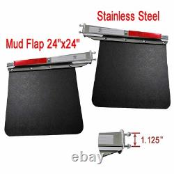 2PCS HD 1.125 Mud Flap Hangers & Mudflap 24x24 for Semi Truck Stainless Steel