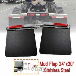 2PCS HD 1.125 Mud Flap Hangers & Mudflap 24x30 for Semi Truck Stainless Steel