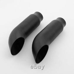 2PCS Stainless Steel Exhaust Tips Truck Turn Down 2.25 In 3 Out Black 12 Long