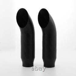 2PCS Stainless Steel Exhaust Tips Truck Turn Down 2.25 In 3 Out Black 12 Long