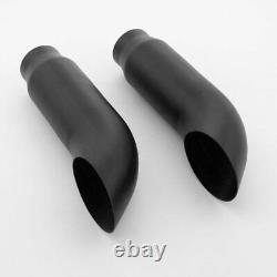 2PCS Stainless Steel Exhaust Tips Truck Turn Down 2.25 In 3 Out Black 12 Long