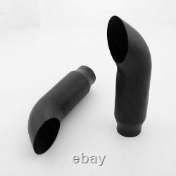 2PCS Stainless Steel Exhaust Tips Truck Turn Down 2.25 In 3 Out Black 12 Long