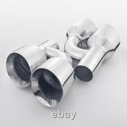 2PCS Stainless Steel Pick-Up Truck Exhaust Tips 2.25 In Quad 4 Out Staggered