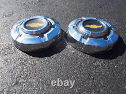 (2) 1969 1977 Chevy 3/4 and 1 Ton Truck Dog Dish Stainless Steel Hubcaps 12