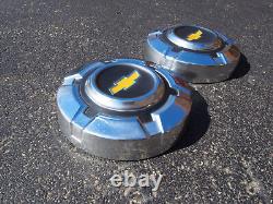 (2) 1969 1977 Chevy 3/4 and 1 Ton Truck Dog Dish Stainless Steel Hubcaps 12