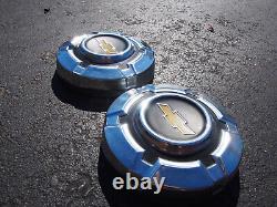 (2) 1969 1977 Chevy 3/4 and 1 Ton Truck Dog Dish Stainless Steel Hubcaps 12