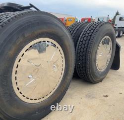 2 Mirror Stainless Steel Aero Wheel Covers for 22.5x8.25 Truck Wheels