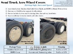 2 Mirror Stainless Steel Aero Wheel Covers for 22.5x8.25 Truck Wheels