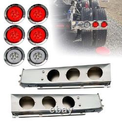 30 Stainless Steel 4 Red 2 White 30 LED Light Bar for Semi Truck Mudflap Hanger